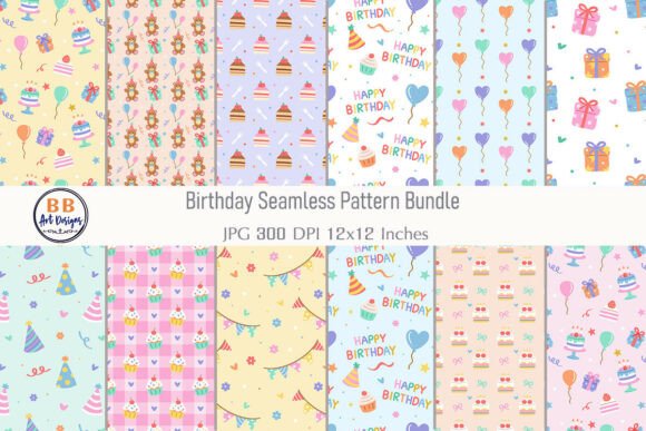 Celebrate with Happy Birthday Pattern Digital Paper
