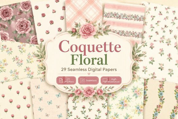 Coquette Floral Digital Paper Set: Design Guide
