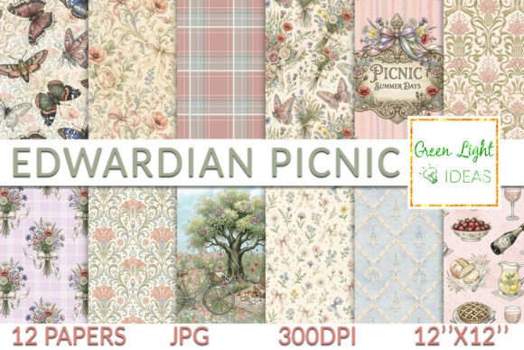Edwardian Spring Picnic Seamless Pattern Guide
