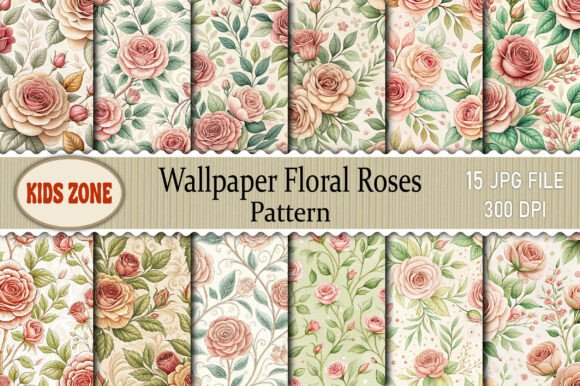 Elegant Wallpaper Floral Roses Pattern Designs