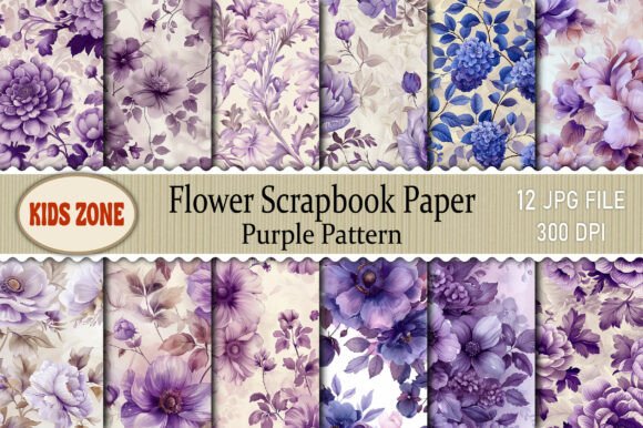 Elevate Your Crafts with Premium Flower Scrapbook Paper Purple Pattern