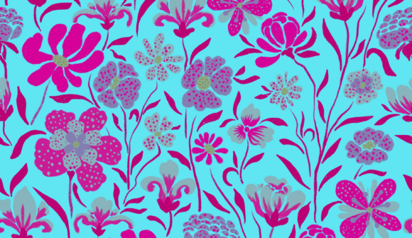 Elevating Surface Design with Fuchsia Turquoise Floral Seamless Patterns