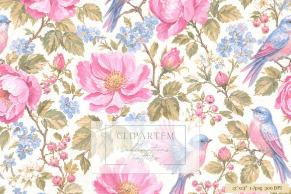 Evaluating the Pink Peony Bluebird Floral Pattern for Design Projects