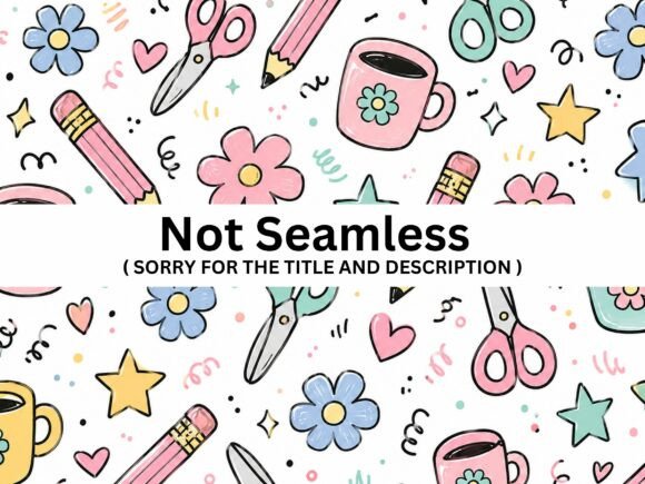 Kawaii School Essentials Pattern PNG for Creative Projects