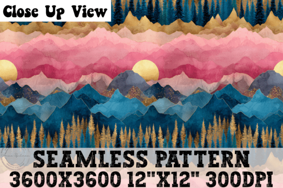 Mountain Landscape Seamless Pattern for Digital Design