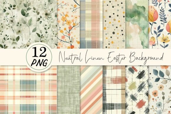 Neutral Linen Easter Background Bundle: 12 Textured Designs