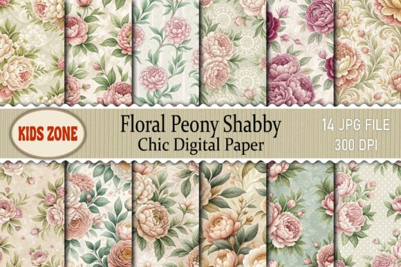 Strategic Branding with Floral Peony Shabby Chic Digital Paper