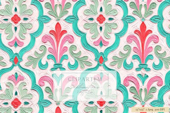 Unleashing Bold Elegance: The Teal Pink Damask Impasto Pattern for Modern Design