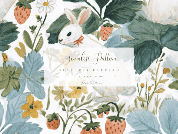 Unlocking Creative Potential: A Guide to the Cute White Bunny Seamless Pattern with Strawberries and Flowers